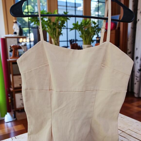 NWT - Avec Les Filles Denim Mini Stretch Cream Dress Size: 6 - Picture 3 of 8